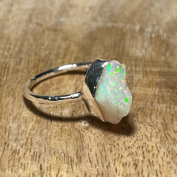 NWOT Natural Raw Ethiopian Opal 925 Sterling Silver Ring - Picture 8 of 16